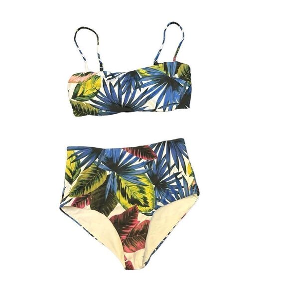 L Space NWOT Rebel Bikini Floral Leaf Multi Color 2 Piece Swimsuit M/XS Bottom - Picture 2 of 7
